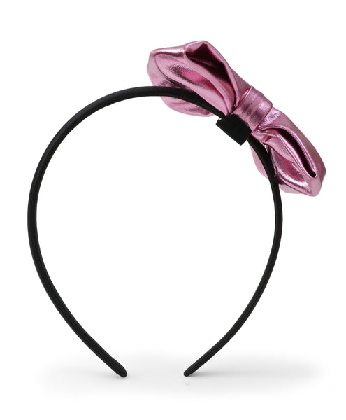 Leather Bow Hair Band - Light Pink