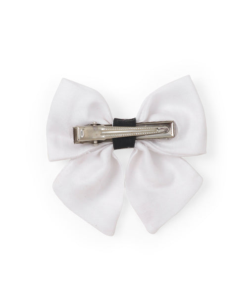 Sailor Bow With Heart Alligator Clip - White