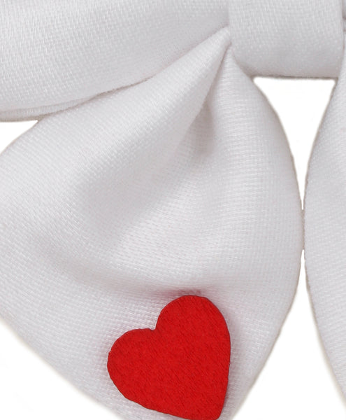 Sailor Bow With Heart Alligator Clip - White