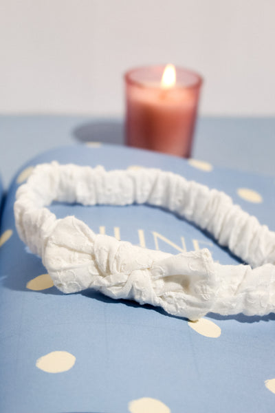 Solid Elasticated Headband- White