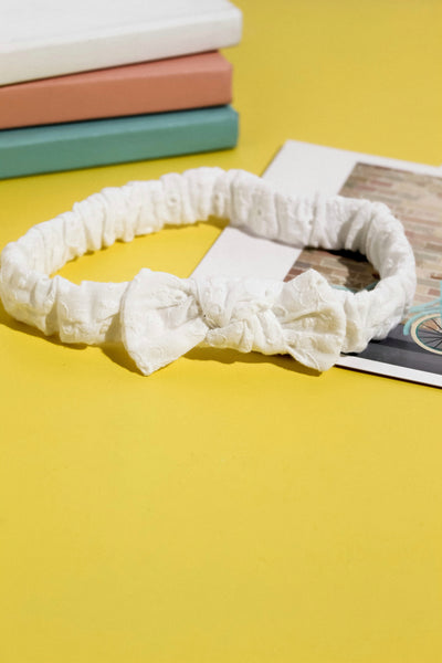 Solid Elasticated Headband- White