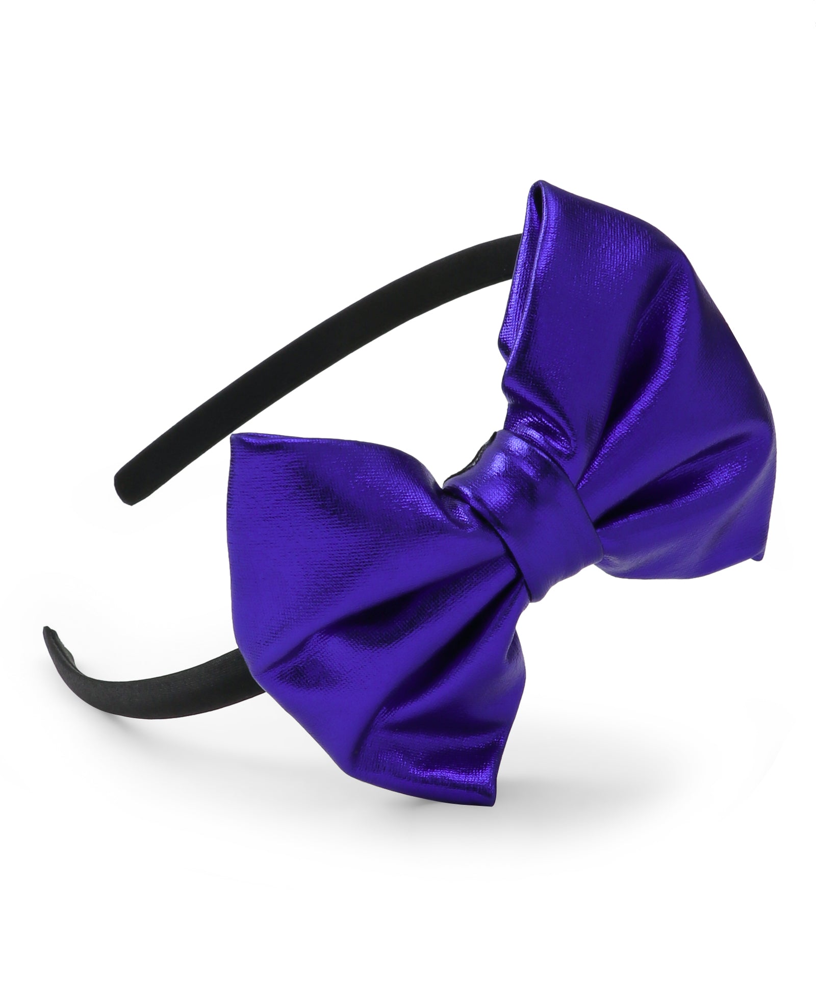 Leather Bow Hair Band - Purple
