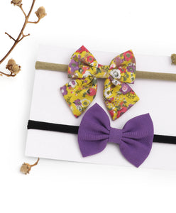 Petite Headband Set - Floral & Purple