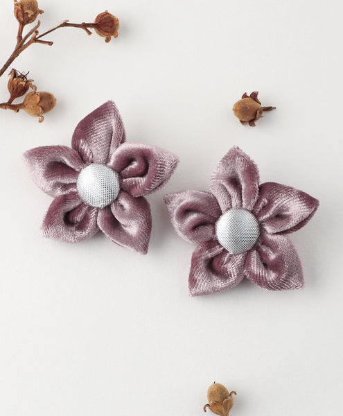 Velvet Flower Alligator Clip Set - Mauve