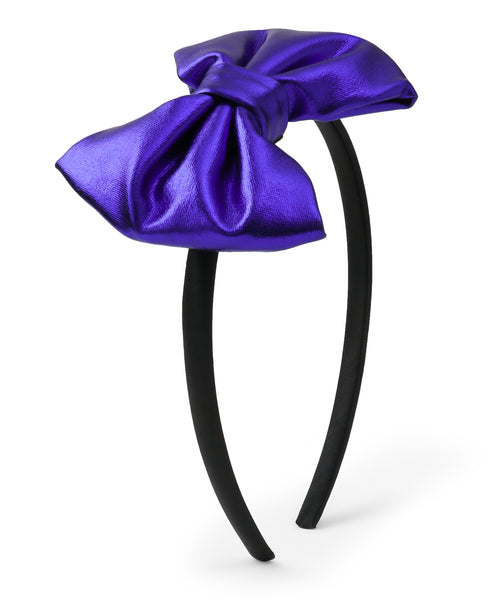 Leather Bow Hair Band - Purple