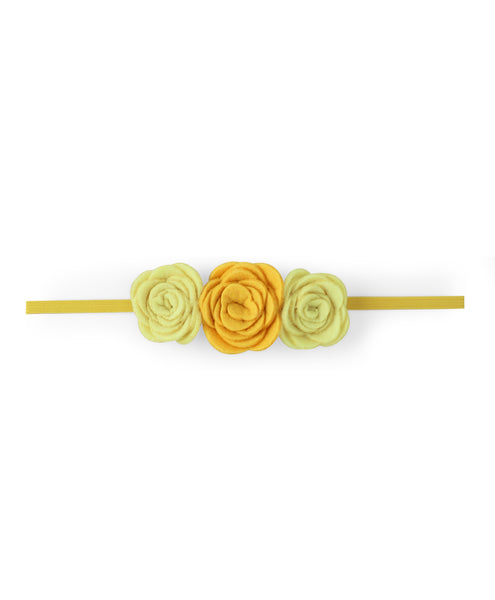 Felt Three Rose Headband - Yellow