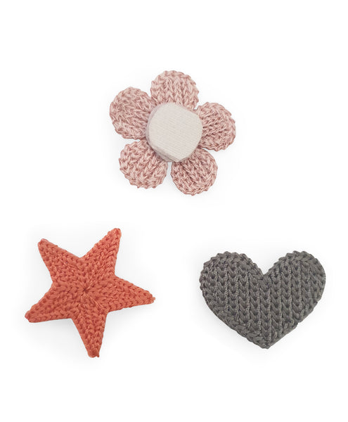 Crochet Velcro Hair Applique Set - Pink & Grey
