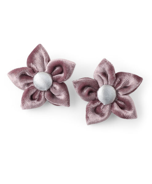 Velvet Flower Alligator Clip Set - Mauve