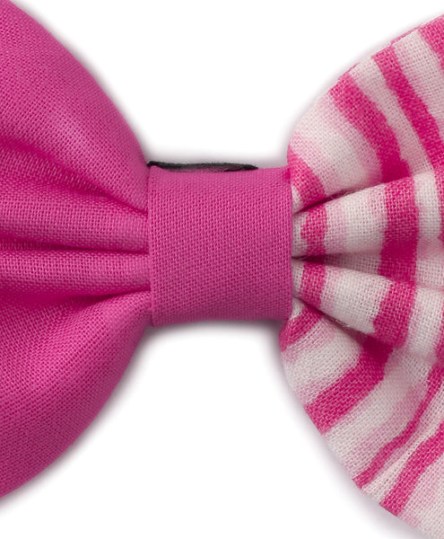 Double Print Striped Bow Headband - Pink