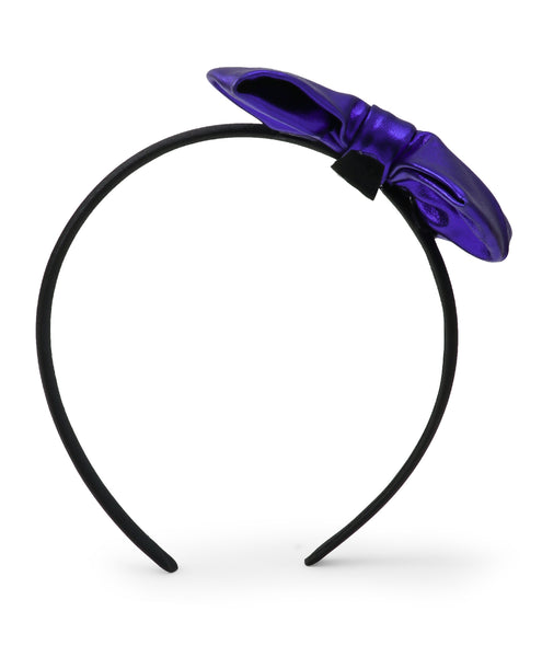 Leather Bow Hair Band - Purple