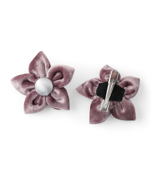 Velvet Flower Alligator Clip Set - Mauve