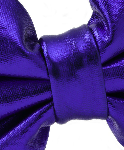 Leather Bow Hair Band - Purple