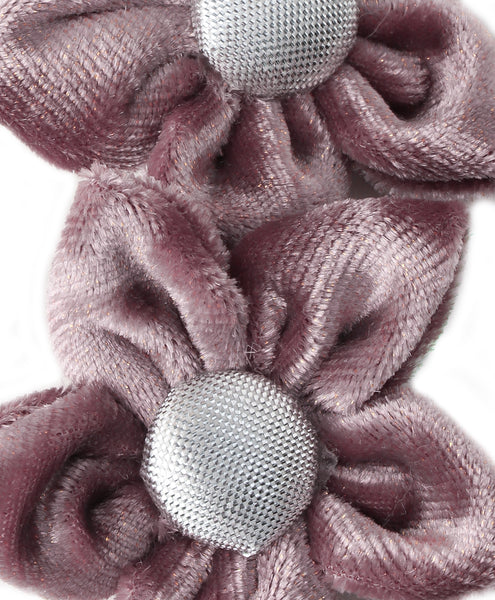 Velvet Flower Alligator Clip Set - Mauve
