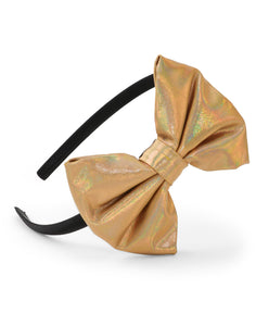 Leather Bow Hair Band - Golden