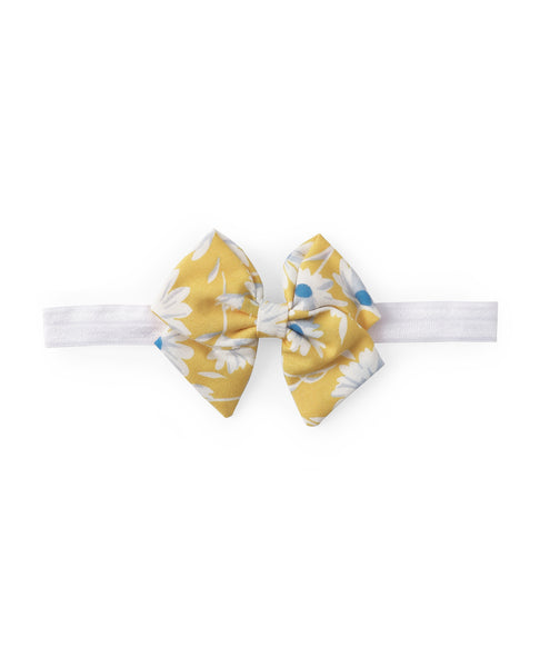 Floral School Bow Headband - Yellow