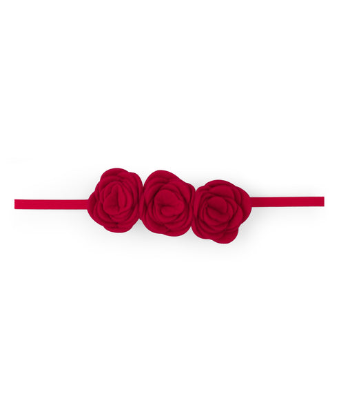 Felt Three Rose Headband - Red