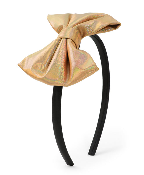 Leather Bow Hair Band - Golden