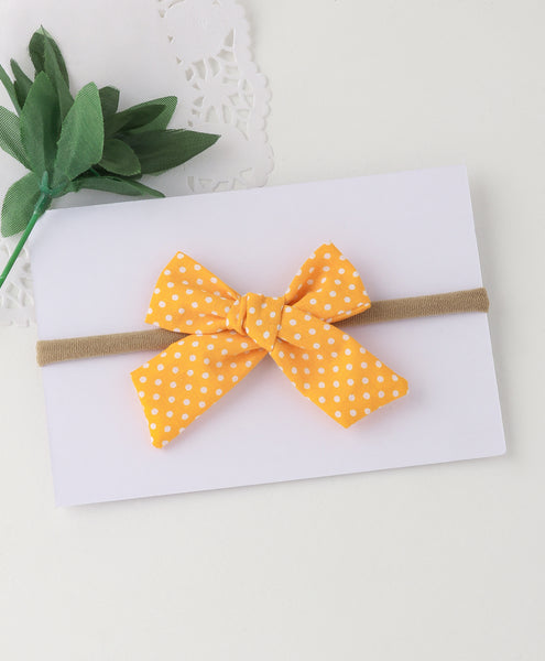 Tiny Polka Dots Knot Bow Headband - Orange