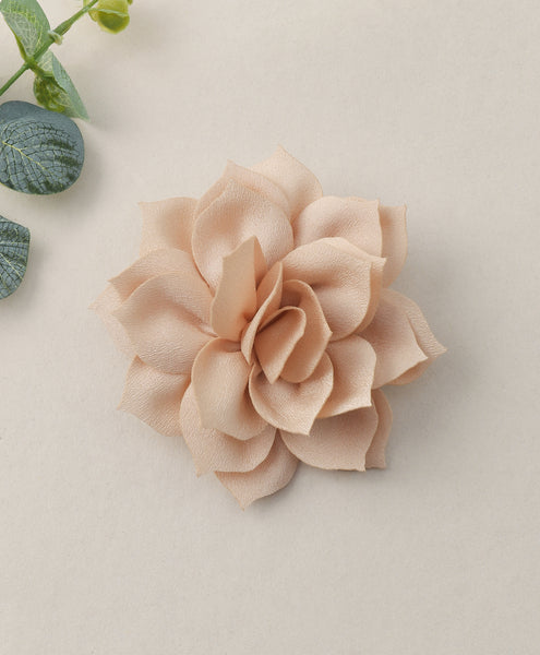Flower Applique Alligator Clip- Light Brown