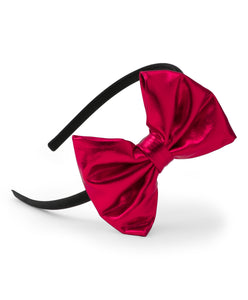 Leather Bow Hair Band - Red