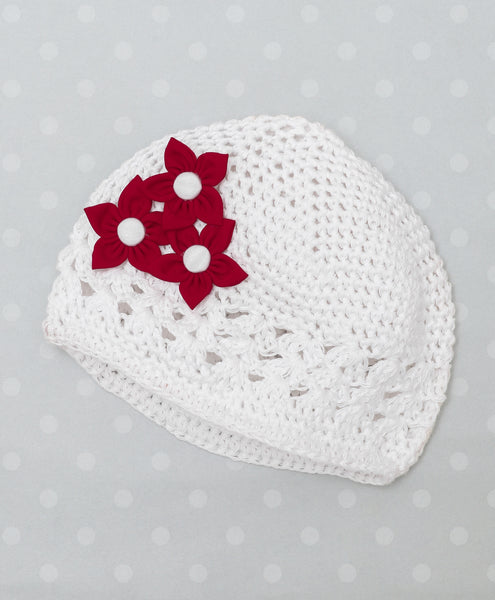 Handmade Crochet Cap - White