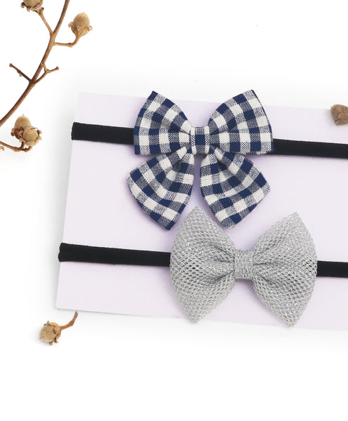 Petite Checkered Headband Set - Silver