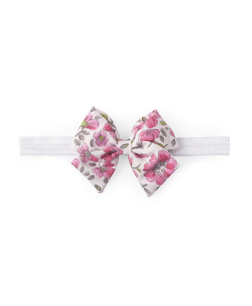 Floral School Bow Headband - Pink
