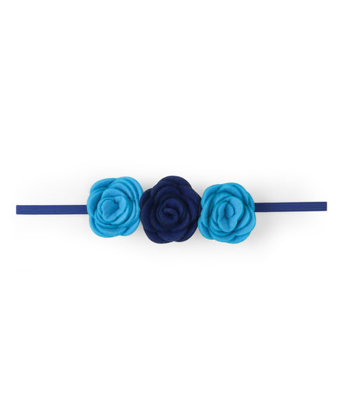 Felt Three Rose Headband - Blue