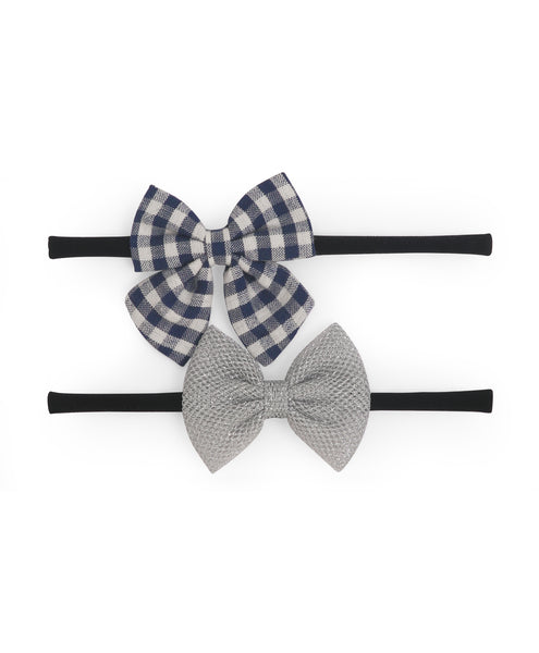 Petite Checkered Headband Set - Silver