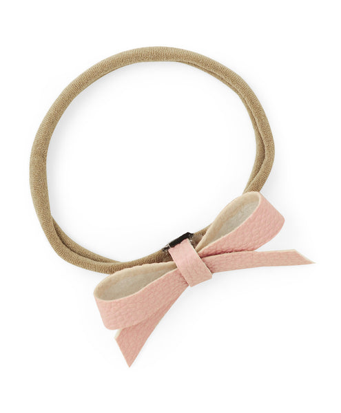 Leather Bow & Knot Headband Set - Light Pink & Blue