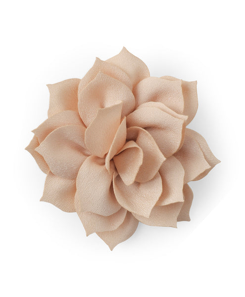 Flower Applique Alligator Clip- Light Brown