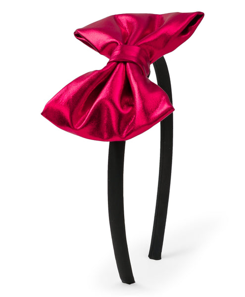 Leather Bow Hair Band - Red