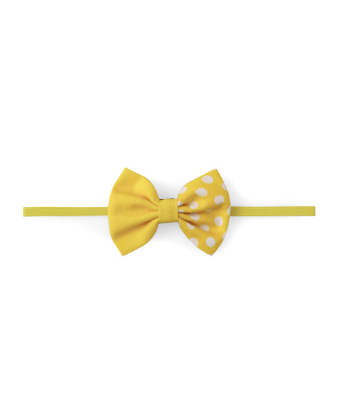 Double Print Polka Dots Bow Headband - Yellow