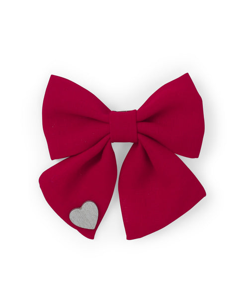 Sailor Bow With Heart Alligator Clip - Red