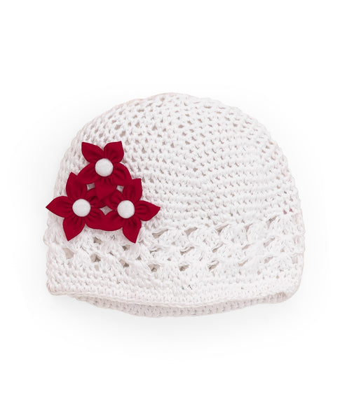 Handmade Crochet Cap - White