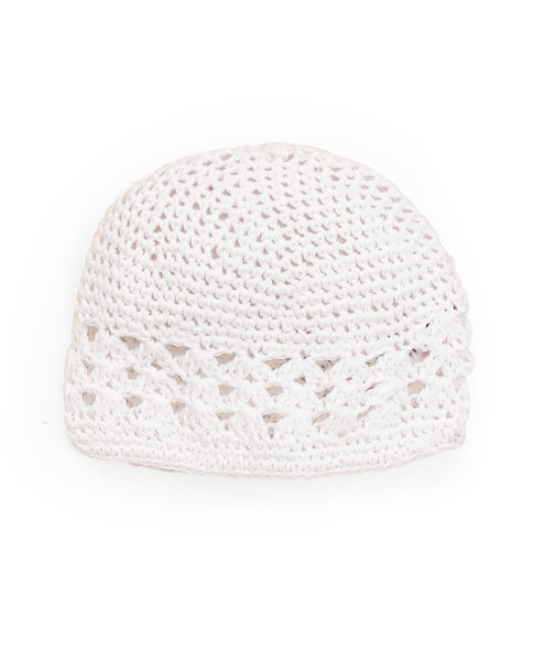 Handmade Crochet Cap - White