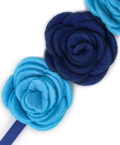 Felt Three Rose Headband - Blue