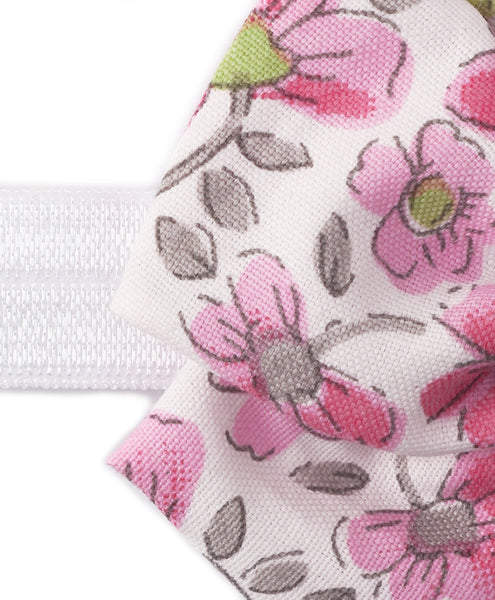Floral School Bow Headband - Pink