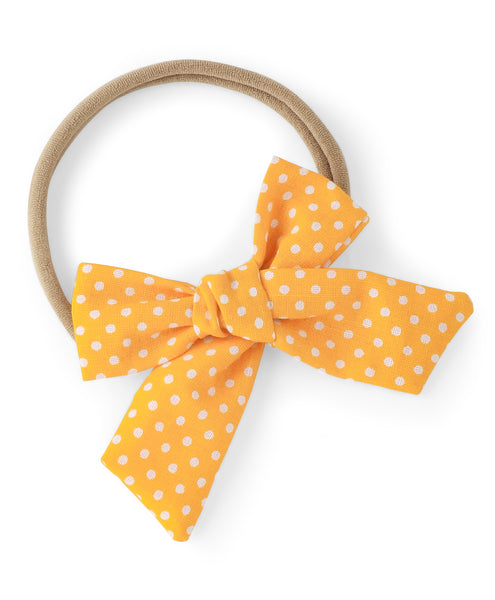 Tiny Polka Dots Knot Bow Headband - Orange