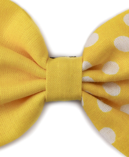 Double Print Polka Dots Bow Headband - Yellow