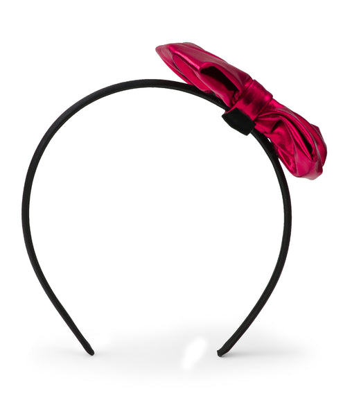 Leather Bow Hair Band - Red