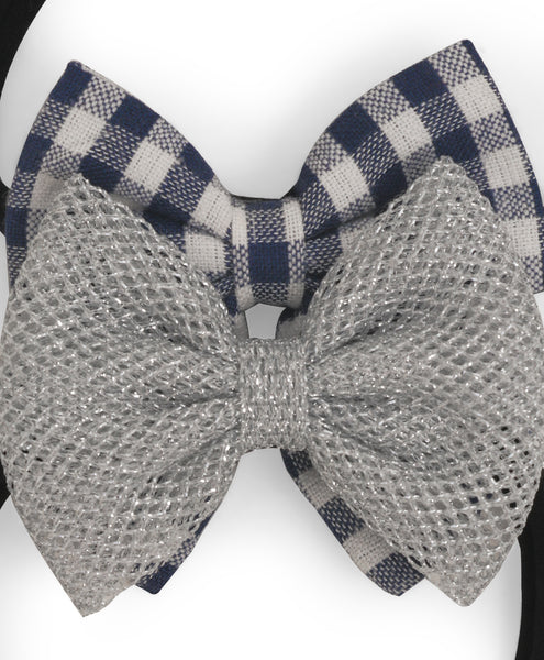 Petite Checkered Headband Set - Silver