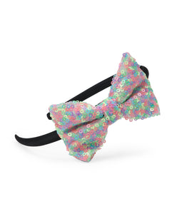 Sequinned Bow Hair Band - Multi-Colored