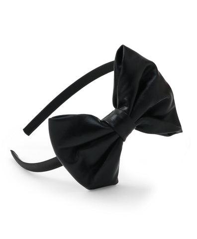 Leather Bow Hair Band - Black