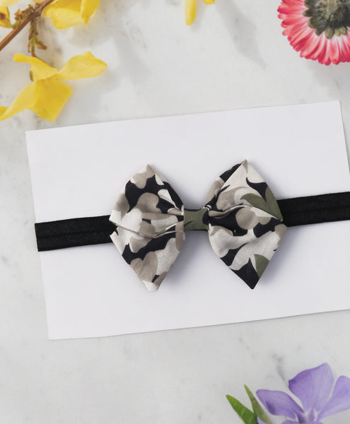 Printed School Bow Headband - Camouflage