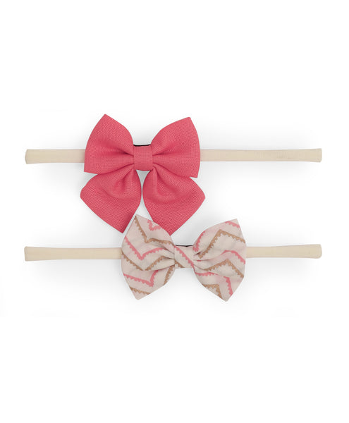 Petite Ethnic Headband Set - Peach & White