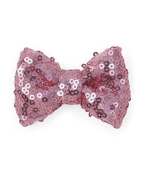 Sequin Party Bow Alligator Clip - Pink