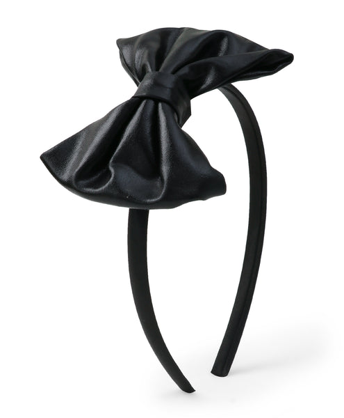 Leather Bow Hair Band - Black