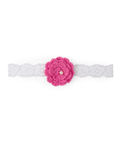 Crochet Flower Headband Set - Pink & Blue