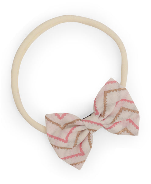 Petite Ethnic Headband Set - Peach & White